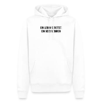 Feuerwehr - Ein Leben gerettet. Ein Held geboren - Männer Premium Bio Hoodie - Weiß - Vorne - Nico (187cm)