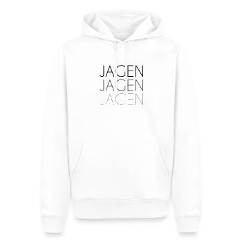 Jagen Schriftzug - Männer Premium Bio Hoodie - Weiß - Vorne - Nico (187cm)