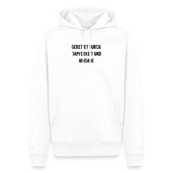 Feuerwehr - Gerettet durch Tapferkeit und Hingabe - Männer Premium Bio Hoodie - Weiß - Vorne - Nico (187cm)
