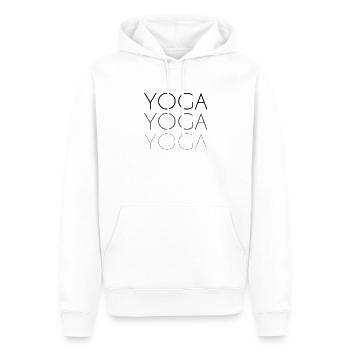 Lettrage yoga - Sweat à capuche Premium bio Homme - blanc - Devant - Nico (187cm)