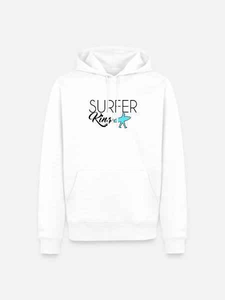 Surfer King - Sweat à capuche Premium bio Homme - blanc