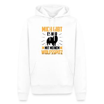 Nur mit meinem Wolfsspitz Deutscher Keeshond - Männer Premium Bio Hoodie - Weiß - Vorne - Nico (187cm)