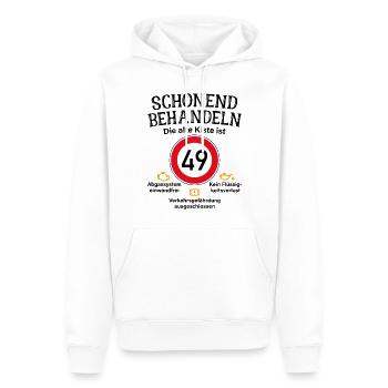 49. Geburtstag Schonend Behandeln 49 Alte Kiste 49 - Männer Premium Bio Hoodie - Weiß - Vorne - Nico (187cm)