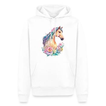 Belle Jument Pony Cheval Fleurs Design Floral - Sweat à capuche Premium bio Homme - blanc - Devant - Nico (187cm)