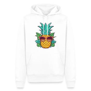 Cartoon Ananas Sommer mit Sonnenbrille Good Vibes - Männer Premium Bio Hoodie - Weiß - Vorne - Nico (187cm)