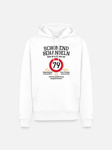 79. Geburtstag Schonend Behandeln 79 Alte Kiste 79 - Männer Premium Bio Hoodie - Weiß