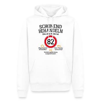 82. Geburtstag Schonend Behandeln 82 Alte Kiste 82 - Männer Premium Bio Hoodie - Weiß - Vorne - Nico (187cm)