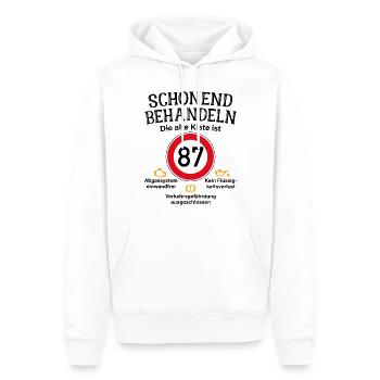 87. Geburtstag Schonend Behandeln 87 Alte Kiste 87 - Männer Premium Bio Hoodie - Weiß - Vorne - Nico (187cm)