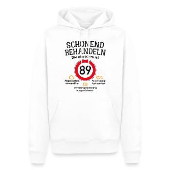 89. Geburtstag Schonend Behandeln 89 Alte Kiste 89 - Männer Premium Bio Hoodie - Weiß - Vorne - Nico (187cm)