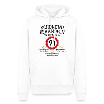 91. Geburtstag Schonend Behandeln 91 Alte Kiste 91 - Männer Premium Bio Hoodie - Weiß - Vorne - Nico (187cm)