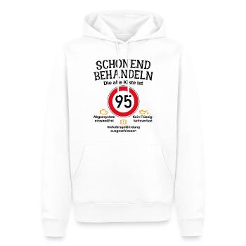 95. Geburtstag Schonend Behandeln 95 Alte Kiste 95 - Männer Premium Bio Hoodie - Weiß - Vorne - Nico (187cm)