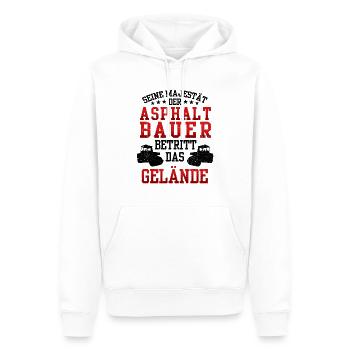 Asphaltbauer betritt das Gelände Straßenbauer - Männer Premium Bio Hoodie - Weiß - Vorne - Nico (187cm)