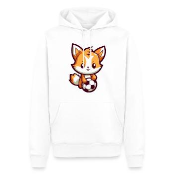 Cute cartoon fox playing soccer for kids - Men’s Premium Organic Hoodie - white - Front - Nico (187cm)