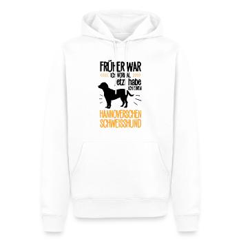 Heute habe ich einen Hannoverscher Schweißhund - Männer Premium Bio Hoodie - Weiß - Vorne - Nico (187cm)