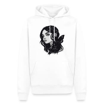 Les papillons accompagnent la femme gothique dans l’obscurité - Sweat à capuche Premium bio Homme - blanc - Devant - Nico (187cm)