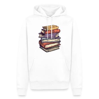 Stapel Bücher für Leseratten und Bücherwürmer - Männer Premium Bio Hoodie - Weiß - Vorne - Nico (187cm)