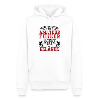 Amateurfunker betritt das Gelände Hobbyfunker - Männer Premium Bio Hoodie - Weiß - Vorne - Nico (187cm)