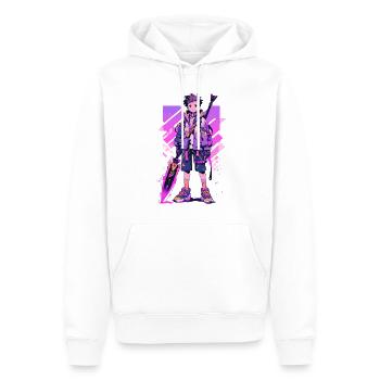 Shibuya: Cool Anime Boy avec épée japonaise - Sweat à capuche Premium bio Homme - blanc - Devant - Nico (187cm)