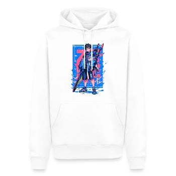 Shibuya: Cool Anime Boy avec épée japonaise - Sweat à capuche Premium bio Homme - blanc - Devant - Nico (187cm)