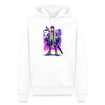 Shibuya: Cool Anime Boy avec épée japonaise - Sweat à capuche Premium bio Homme - blanc - Devant - Nico (187cm)