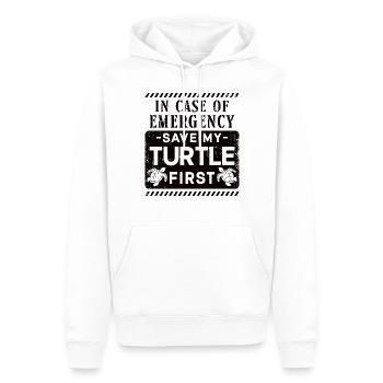 Tortue de mer en cas de - Sweat à capuche Premium bio Homme - blanc - Devant - Nico (187cm)