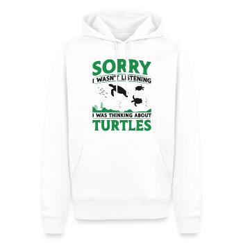 Sea Turtle Tortoise Sorry I Wasn't - Männer Premium Bio Hoodie - Weiß - Vorne - Nico (187cm)