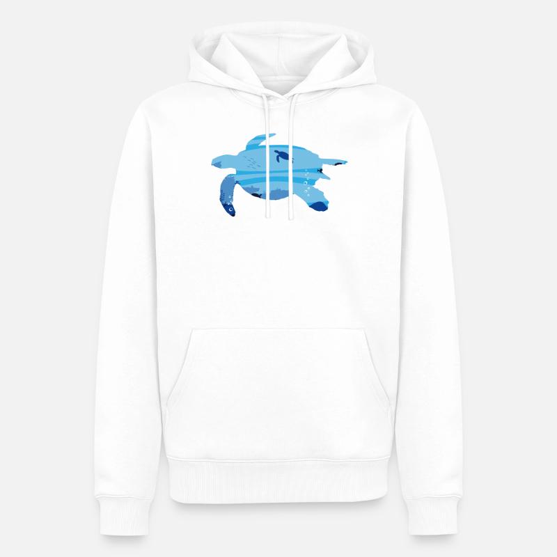 Tortue de mer - Sweat à capuche Premium bio Homme - blanc