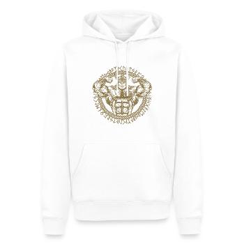 Muskulöser Wikinger Bodybuilding Design mit Runen - Männer Premium Bio Hoodie - Weiß - Vorne - Nico (187cm)