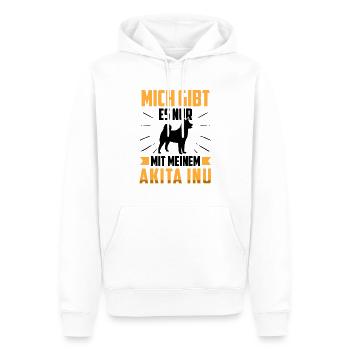 Nur mit meinem Akita Inu japanischer Akita Inu - Männer Premium Bio Hoodie - Weiß - Vorne - Nico (187cm)