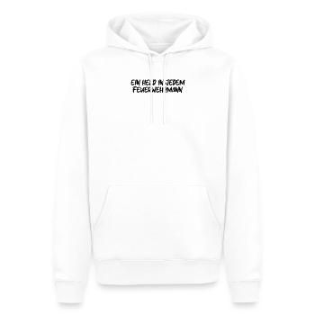 Feuerwehr - Ein Held in jedem Feuerwehrmann - Männer Premium Bio Hoodie - Weiß - Vorne - Nico (187cm)