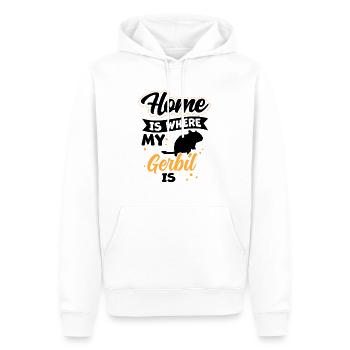 Gerbille est ma maison Rat de course Gerbille - Sweat à capuche Premium bio Homme - blanc - Devant - Nico (187cm)