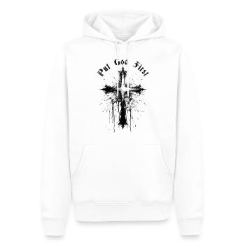 Put God First Christen Kreuz Christlich Jesus - Männer Premium Bio Hoodie - Weiß - Vorne - Nico (187cm)
