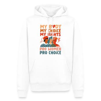 Féministe Mon corps Mon choix Mon - Sweat à capuche Premium bio Homme - blanc - Devant - Nico (187cm)