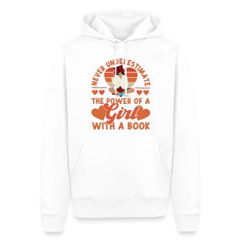 Rétro féministe Ne sous-estimez jamais - Sweat à capuche Premium bio Homme - blanc - Devant - Nico (187cm)