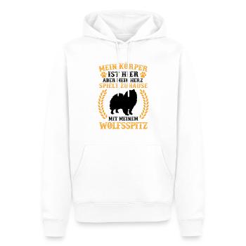 Spiele mit meinem Wolfsspitz Deutscher Keeshond - Männer Premium Bio Hoodie - Weiß - Vorne - Nico (187cm)