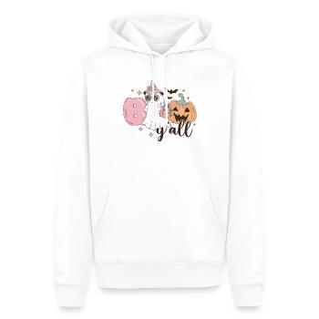 Retro Halloween Boo Y'All Pumpkin and Ghost Design - Men’s Premium Organic Hoodie - white - Front - Nico (187cm)