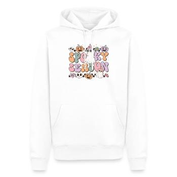 Spooky Season: Retro Halloween: Ghost and Pumpkins - Men’s Premium Organic Hoodie - white - Front - Nico (187cm)