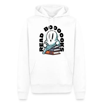 Lire des livres Lire Booooks Rat de bibliothèque Halloween Boo - Sweat à capuche Premium bio Homme - blanc - Devant - Nico (187cm)