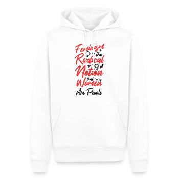 Le féminisme féministe Le radical - Sweat à capuche Premium bio Homme - blanc - Devant - Nico (187cm)