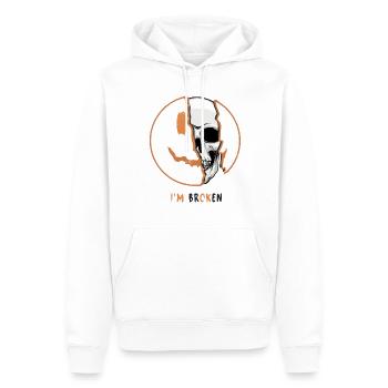 Spooky Halloween Design: "I'm Broken" Skull - Men’s Premium Organic Hoodie - white - Front - Nico (187cm)