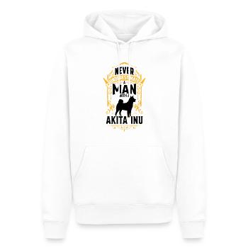 Homme avec Akita Inu Shiba Inu - Sweat à capuche Premium bio Homme - blanc - Devant - Nico (187cm)