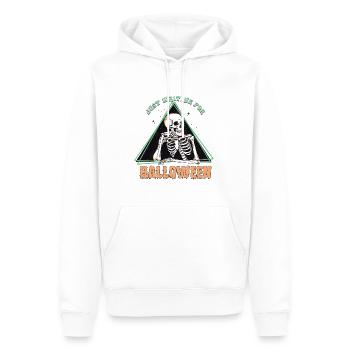 Squelette effrayant « J’attends juste Halloween » - Sweat à capuche Premium bio Homme - blanc - Devant - Nico (187cm)