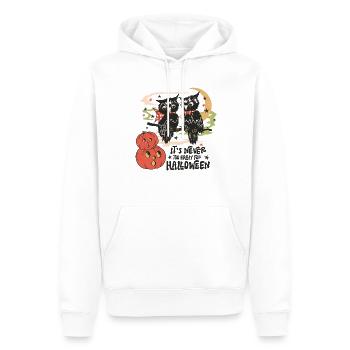 Retro Vintage Gruselige Halloween-Eulen und Kürbis - Männer Premium Bio Hoodie - Weiß - Vorne - Nico (187cm)