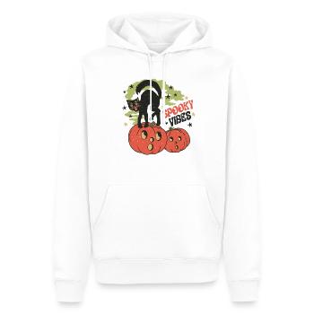 Halloween Retro Black Cat « Spooky Vibes » - Sweat à capuche Premium bio Homme - blanc - Devant - Nico (187cm)
