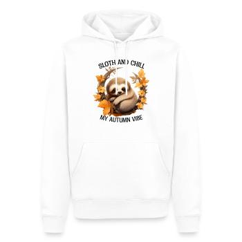 Chilliges Herbst-Faultier auf Ast Autmun Vibes - Männer Premium Bio Hoodie - Weiß - Vorne - Nico (187cm)