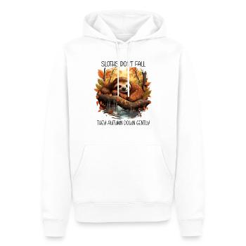 Faultier Herbst: Faulenzen in herbstlichen Farben - Männer Premium Bio Hoodie - Weiß - Vorne - Nico (187cm)
