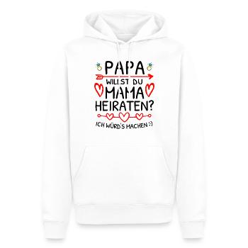 Papa Willst Du Mama Heiraten? Heiratsantrag - Männer Premium Bio Hoodie - Weiß - Vorne - Nico (187cm)