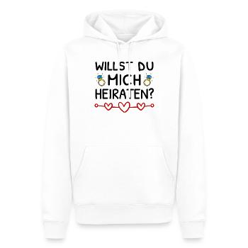 Willst Du Mich Heiraten? Heiratsantrag - Männer Premium Bio Hoodie - Weiß - Vorne - Nico (187cm)