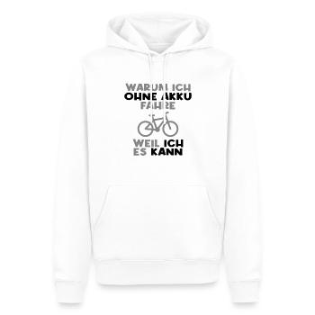 Fahrrad ohne Akku Spruch - Männer Premium Bio Hoodie - Weiß - Vorne - Nico (187cm)