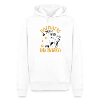 Ovcharka rend heureux le chien de race blanche - Sweat à capuche Premium bio Homme - blanc - Devant - Nico (187cm)